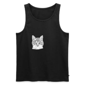 Tête de chat dessinée - Débardeur bio Premium Homme - noir - Devant - AI Model Male 178 light (178cm)