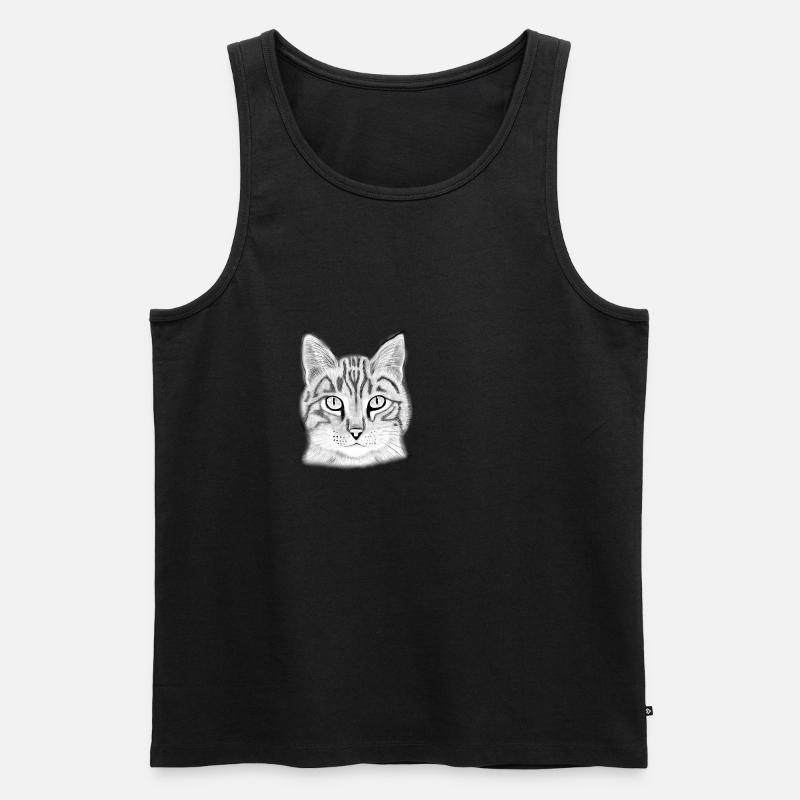 Katzenkopf gezeichnet - Männer Premium Bio Tank Top - undefined