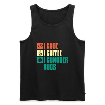 Café Codage Programmeur Codeur Développeur Nerd Coff - Débardeur bio Premium Homme - noir - Devant - AI Model Male 178 light (178cm)