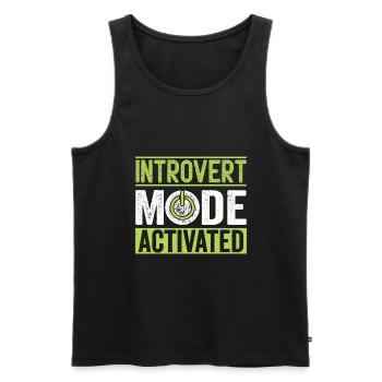 Dictons activés par le mode introverti pour les introvertis - Débardeur bio Premium Homme - noir - Devant - AI Model Male 178 light (178cm)