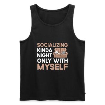 Irgendwie nachts nur mit mir selbst gesellig Sprüche - Männer Premium Bio Tank Top - Schwarz - Vorne - AI Model Male 178 light (178cm)