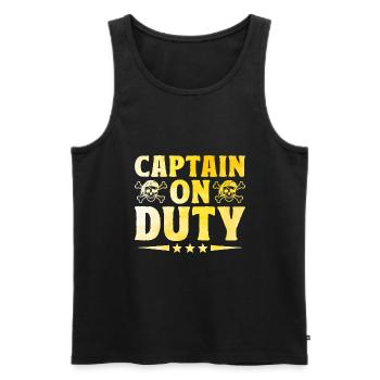 Kapitän im Dienst Piratenjugend Design - Männer Premium Bio Tank Top - Schwarz - Vorne - AI Model Male 178 light (178cm)
