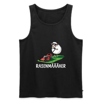 Rasenmäher Cooles Schaf - Gärtnerin - Männer Premium Bio Tank Top - Schwarz - Vorne - AI Model Male 178 light (178cm)