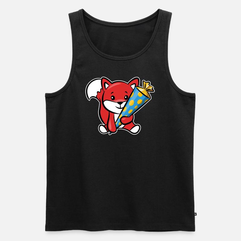 Schlauer Fuchs mit Zuckertüte - Männer Premium Bio Tank Top - Schwarz