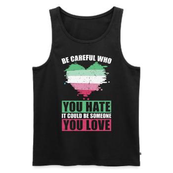 Pass auf wen du hasst LGBT Geschenk Abrosexuell - Männer Premium Bio Tank Top - Schwarz - Vorne - AI Model Male 178 light (178cm)