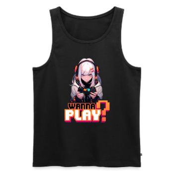 Gamer Girl veut jouer 2 – Chemise d’anime - Débardeur bio Premium Homme - noir - Devant - Michal (187cm)