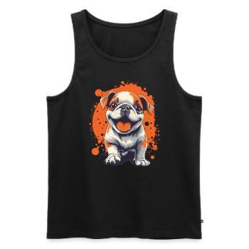 English Bulldog Puppy Funny Dog Dogs - Men's Premium Organic Tank Top - black - Front - Michal (187cm)
