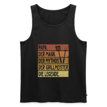 Papa Mann Mythos Grillmeister Legende - Männer Premium Bio Tank Top - Schwarz - Vorne - Michal (187cm)