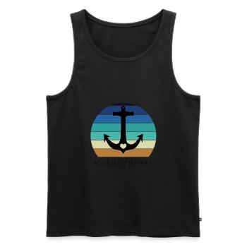 Retro Anker mit Herz Kreuzfahrer - Männer Premium Bio Tank Top - Schwarz - Vorne - Michal (187cm)