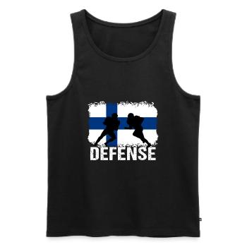 American Football Finnland Defense - Männer Premium Bio Tank Top - Schwarz - Vorne - AI Model Male 178 light (178cm)