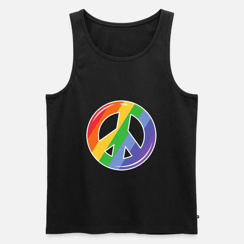 Peace Regenbogen Pride - Männer Premium Bio Tank Top - Schwarz