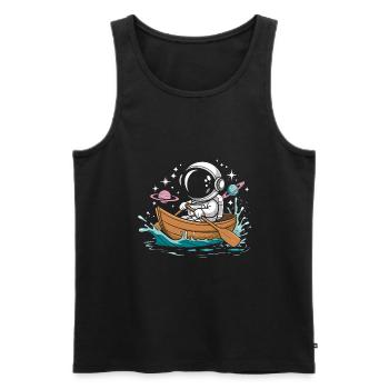 An Astronaut Boating Paddle Boat - Men's Premium Organic Tank Top - black - Front - Michal (187cm)
