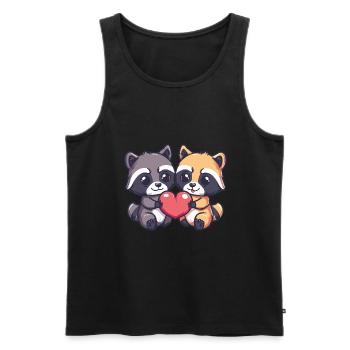Waschbär Paar Liebe Valentinstag - Männer Premium Bio Tank Top - Schwarz - Vorne - Michal (187cm)