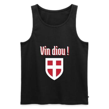 Vin diou ! et drapeau haute-savoie cadeau marrant - Débardeur bio Premium Homme - noir - Devant - Michal (187cm)