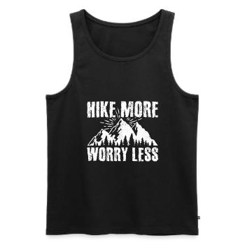 Hike More Worry Less Hiking Trekking Hiker Nature - Männer Premium Bio Tank Top - Schwarz - Vorne - AI Model Male 178 light (178cm)