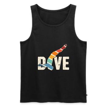 Retro Graphic Cliff Diver Cliff Diving Tombstoning - Men's Premium Organic Tank Top - black - Front - Michal (187cm)