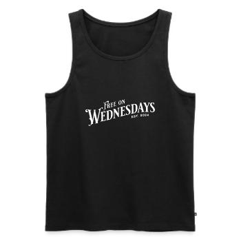 Free On Wednesdays - Live more stress-free - Men's Premium Organic Tank Top - black - Front - AI Model Male 178 light (178cm)