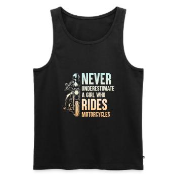 Unterschätze niemals ein Mädchen, das Motorräder fährt B - Männer Premium Bio Tank Top - Schwarz - Vorne - Michal (187cm)