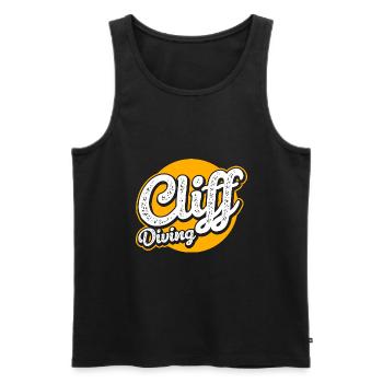 Retro Graphic Cliff Diver Cliff Diving Tombstoning - Men's Premium Organic Tank Top - black - Front - Michal (187cm)