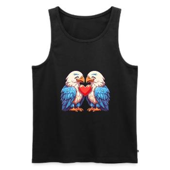 Couple d’aigles amour Saint-Valentin - Débardeur bio Premium Homme - noir - Devant - Michal (187cm)