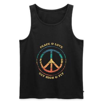 Peace & Love peace sign - Men's Premium Organic Tank Top - black - Front - Michal (187cm)