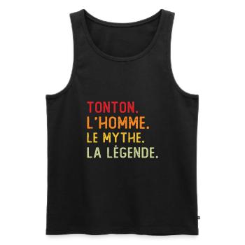 Tonton l'homme le mythe la légende Cadeau Tonton - Débardeur bio Premium Homme - noir - Devant - Michal (187cm)