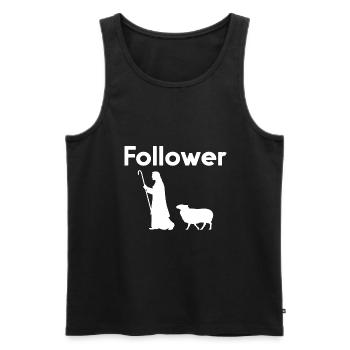 Follower Jesus Gleichnis vom verlorenen Schaaf - Männer Premium Bio Tank Top - Schwarz - Vorne - AI Model Male 178 light (178cm)