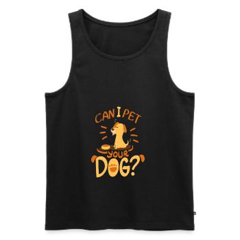 Puis-je caresser votre chien? - Débardeur bio Premium Homme - noir - Devant - AI Model Male 178 light (178cm)