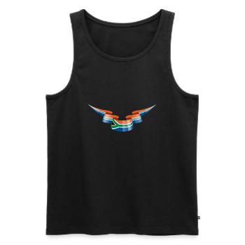 Bannière drapeau Afrique du Sud - Débardeur bio Premium Homme - noir - Devant - AI Model Male 178 light (178cm)