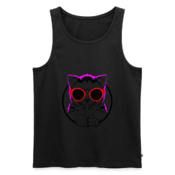 Farben änderbar | COOL CAT - COOLE KATZE - Männer Premium Bio Tank Top - Schwarz - Vorne - AI Model Male 178 light (178cm)