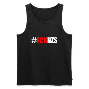 Fck nzs - Männer Premium Bio Tank Top - Schwarz - Vorne - AI Model Male 178 light (178cm)