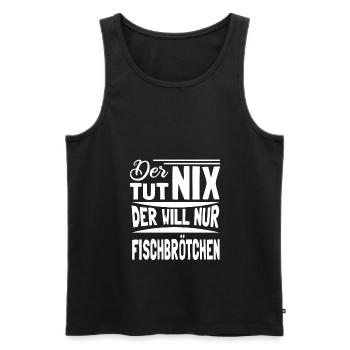 Fischbrötchen mit Pommes - Männer Premium Bio Tank Top - Schwarz - Vorne - AI Model Male 178 light (178cm)