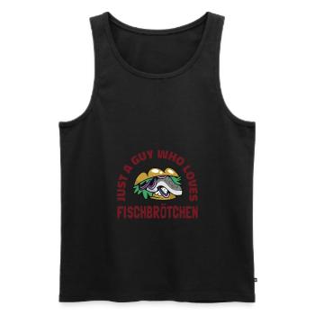 Fischbrötchen mit Pommes - Männer Premium Bio Tank Top - Schwarz - Vorne - AI Model Male 178 light (178cm)