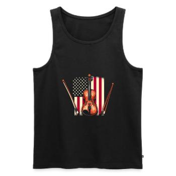 Drapeau américain USA Instrument violoniste Viole de viole - Débardeur bio Premium Homme - noir - Devant - Michal (187cm)