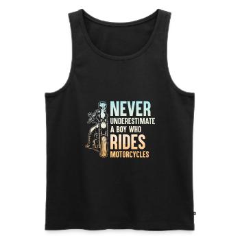 Unterschätzen Sie niemals einen Jungen, der Motorrad fährt Bi - Männer Premium Bio Tank Top - Schwarz - Vorne - Michal (187cm)