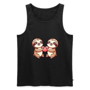 Faultier Paar Liebe Valentinstag - Männer Premium Bio Tank Top - Schwarz - Vorne - Michal (187cm)