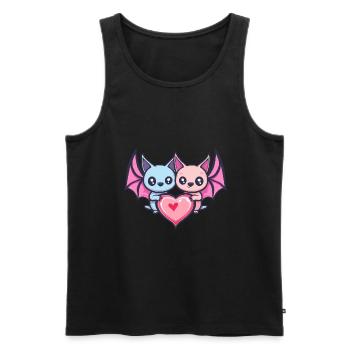 Fledermaus Paar Liebe Valentinstag - Männer Premium Bio Tank Top - Schwarz - Vorne - Michal (187cm)