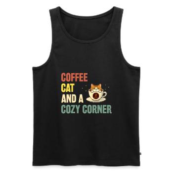 Chat de café et un coin douillet Dictons pour - Débardeur bio Premium Homme - noir - Devant - Michal (187cm)