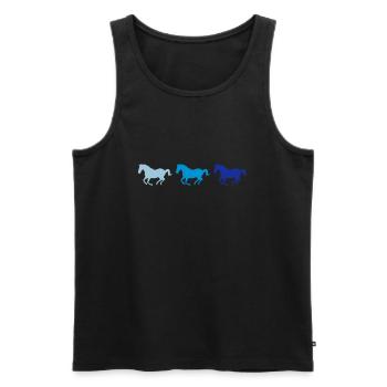 Trois chevaux au galop - Débardeur bio Premium Homme - noir - Devant - AI Model Male 178 light (178cm)