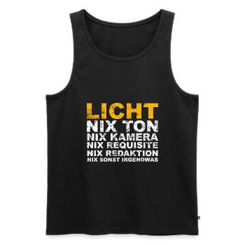 LICHT Beleuchter Beleuchtung Kamera Lichttechniker - Männer Premium Bio Tank Top - Schwarz - Vorne - AI Model Male 178 light (178cm)