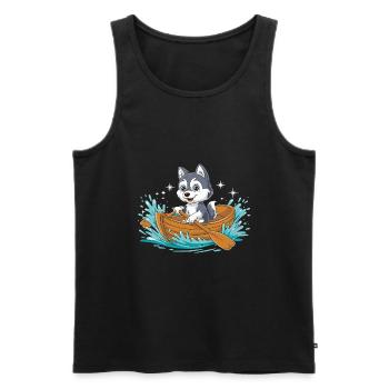 A Husky Boating Paddle Boat - Men's Premium Organic Tank Top - black - Front - Michal (187cm)