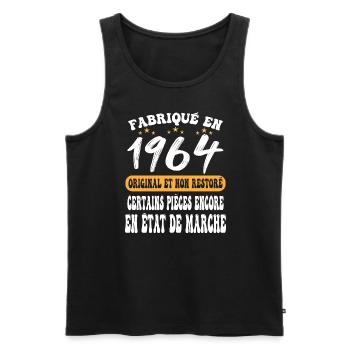 1964 anniversaire année de naissance cadeau humour - Débardeur bio Premium Homme - noir - Devant - Michal (187cm)