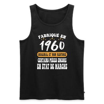 1960 anniversaire année de naissance cadeau humour - Débardeur bio Premium Homme - noir - Devant - Michal (187cm)