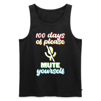 100 jours d’école idée cadeau muette - Débardeur bio Premium Homme - noir - Devant - Michal (187cm)