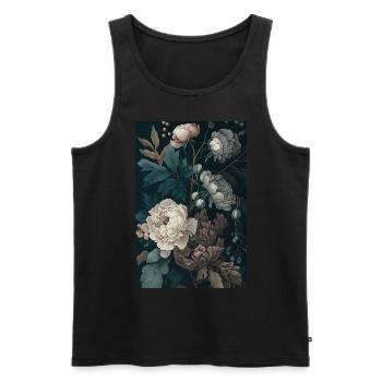 Peinture de fleurs 1 - Débardeur bio Premium Homme - noir - Devant - Michal (187cm)