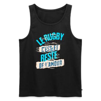 le rugby c'est, et reste de l'amour - Débardeur bio Premium Homme - noir - Devant - AI Model Male 178 light (178cm)