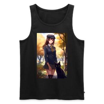 Anime Mädchen Manga Katze Geschenk - Männer Premium Bio Tank Top - Schwarz - Vorne - Michal (187cm)