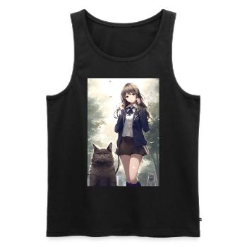 Anime Katze Frau Uniform Geschenk - Männer Premium Bio Tank Top - Schwarz - Vorne - Michal (187cm)