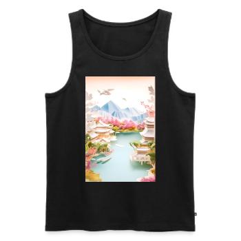 Paysage japonais Cadeau de montagne japonais - Débardeur bio Premium Homme - noir - Devant - Michal (187cm)