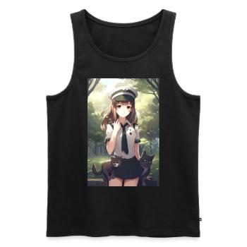 Anime Fille Cat Uniforme Cadeau - Débardeur bio Premium Homme - noir - Devant - Michal (187cm)